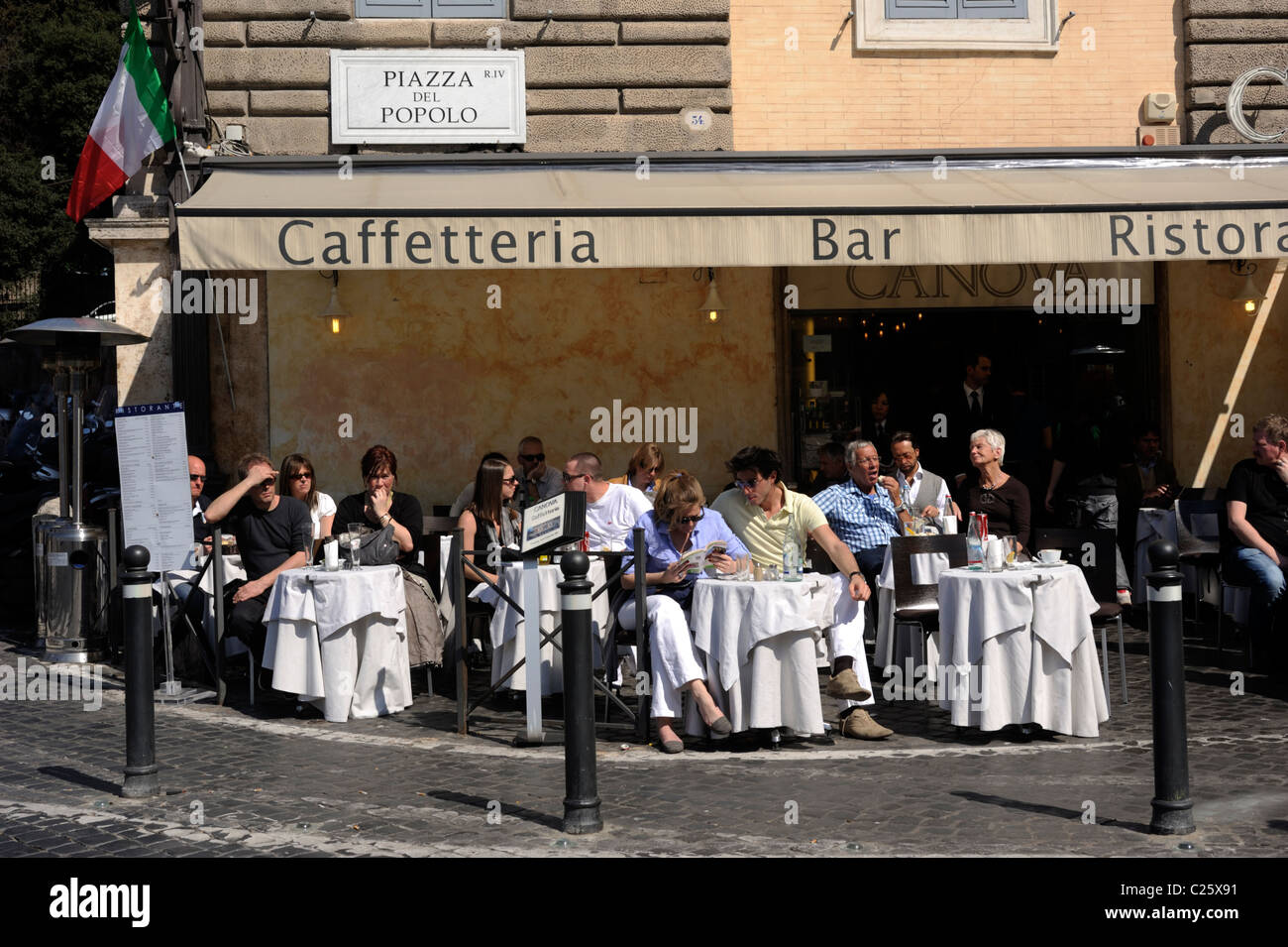 Italy, Rome, Piazza del Popolo, Canova cafe Stock Photo