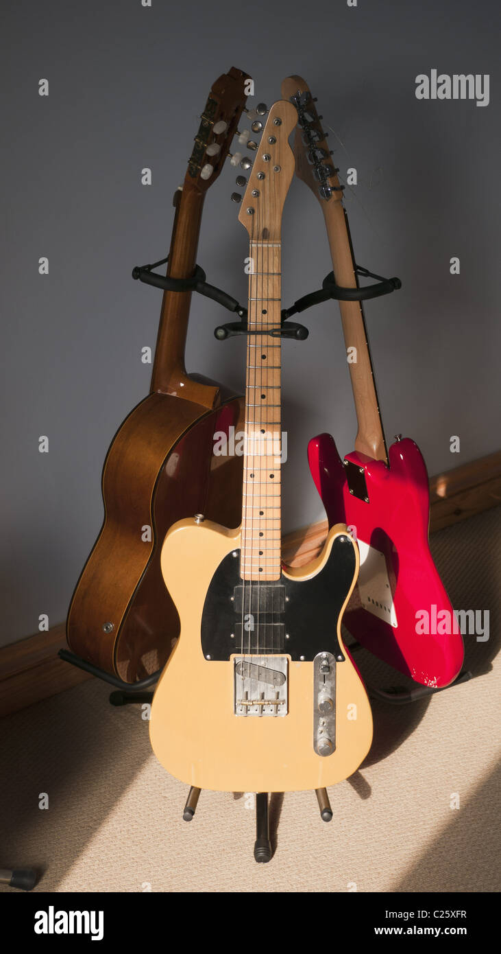 electric acoustic guitars fender telecaster stratocaster Stock Photo Alamy