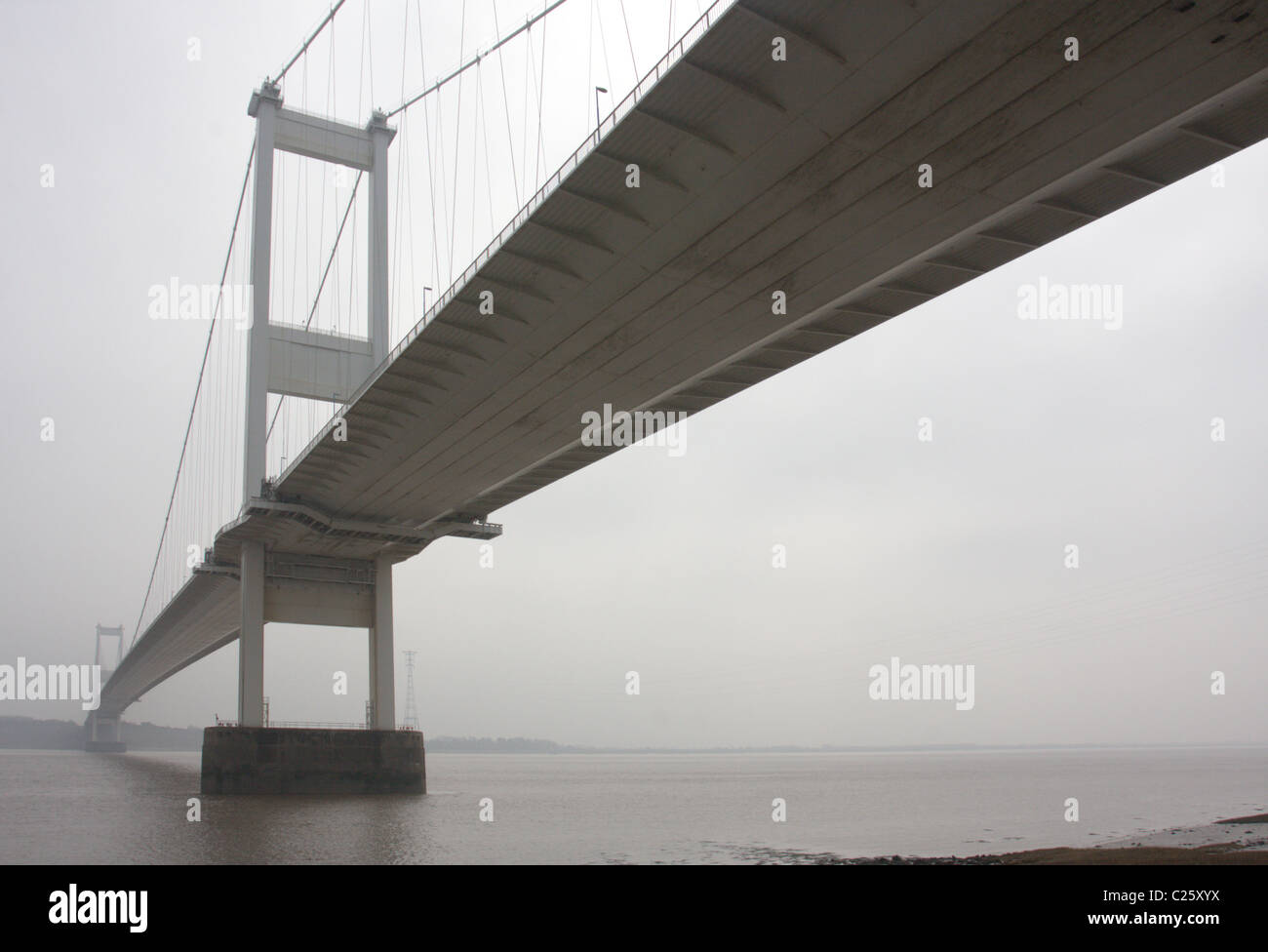 M48 Severn Bridge on a misty day Stock Photo
