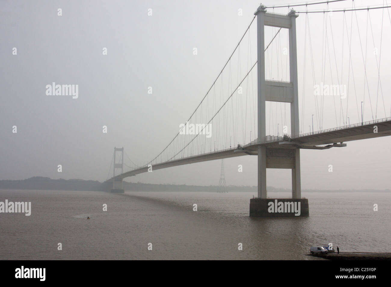 M48 Severn Bridge on a misty day Stock Photo Alamy