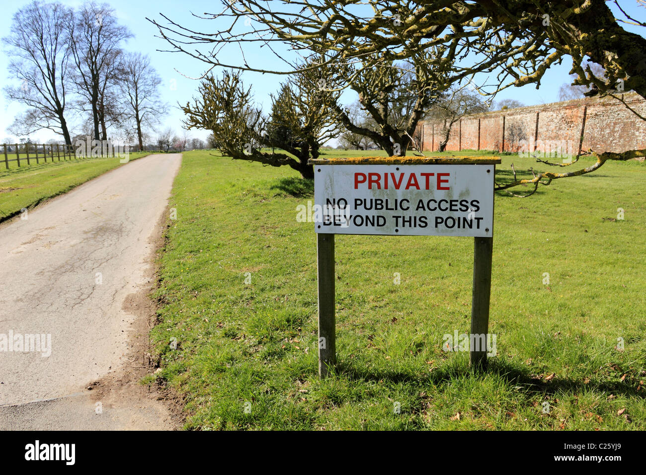 Private no public access beyond this point road sign, Surrey England UK Stock Photo