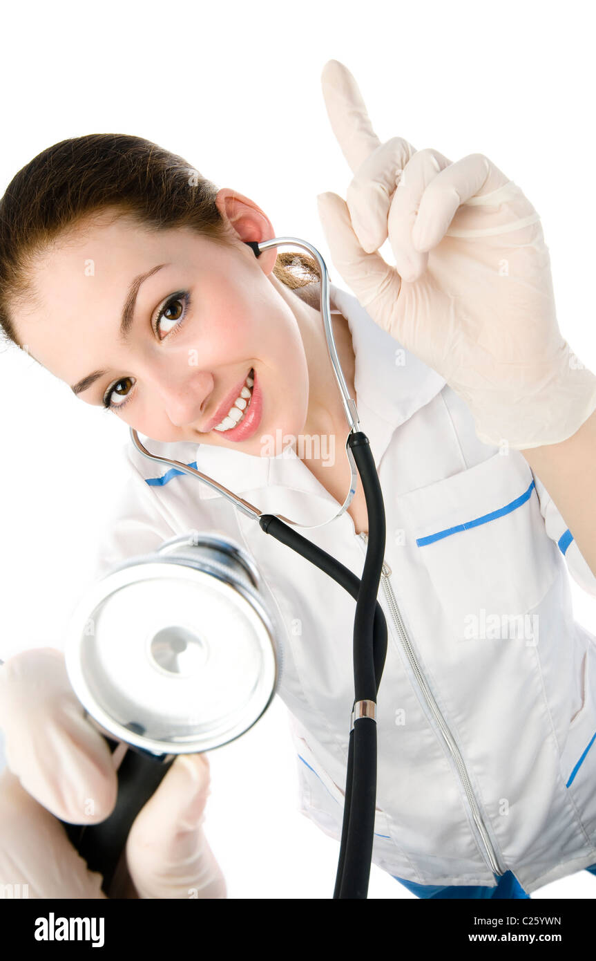 young smiling doctor on the white background Stock Photo - Alamy