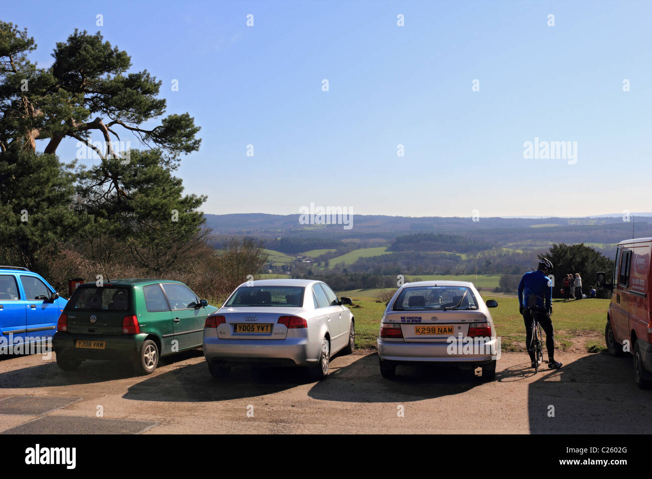 Car park at Newlands Corner on Albury Down part of the North Downs near