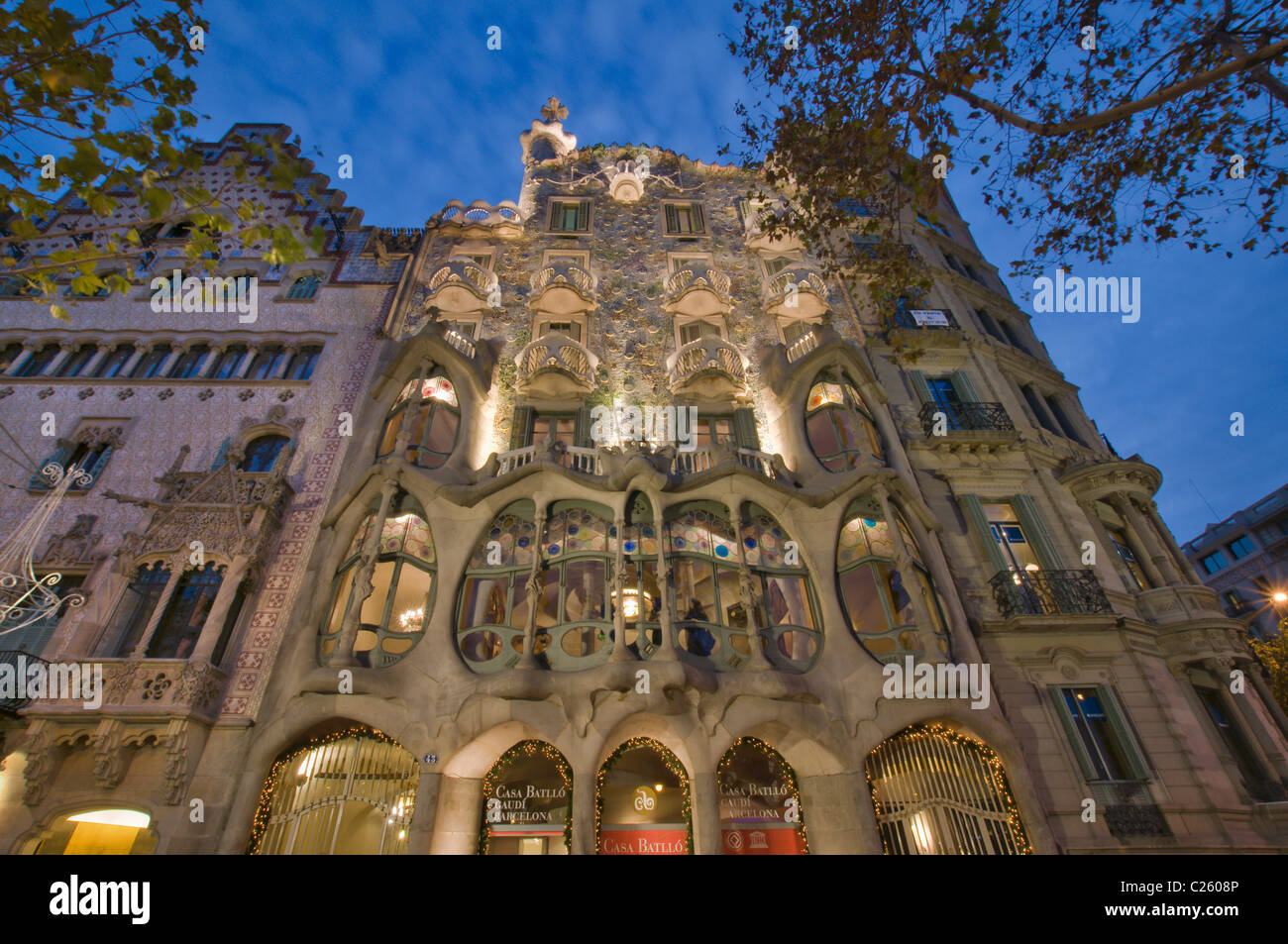 Casa Batllo at night,Barcelona,Catalunya,Spain Stock Photo