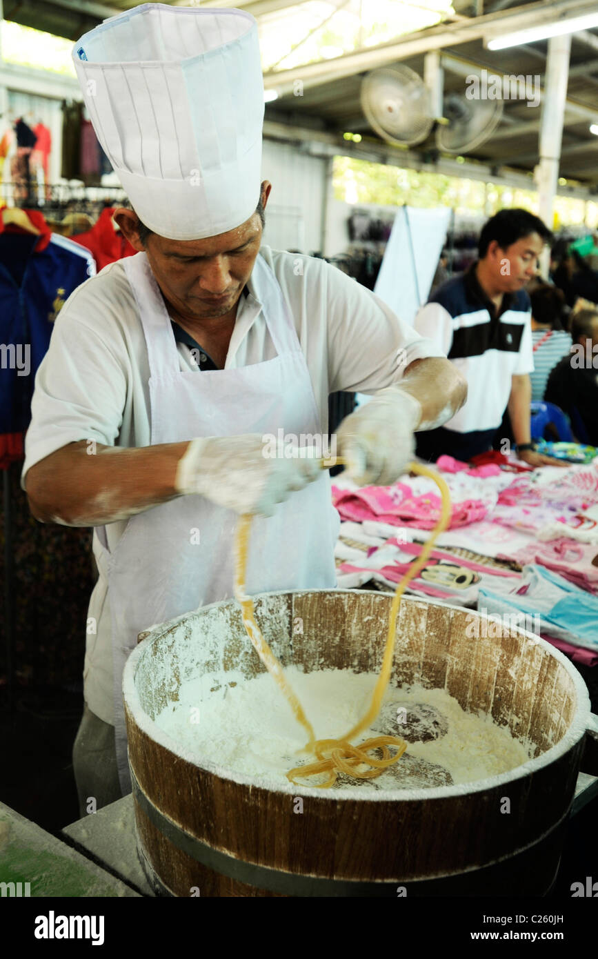 chef making Sky silk dessert . thai honey sweet dessert, food court , bangkok, thailand Stock Photo