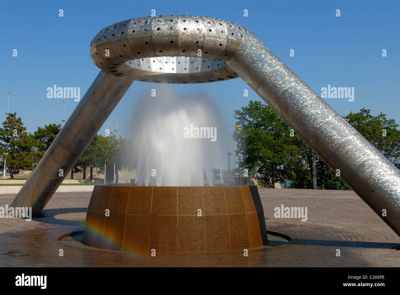 Rainbow & Noguchi Fountain Hart Plaza Detroit Michigan USA Stock Photo