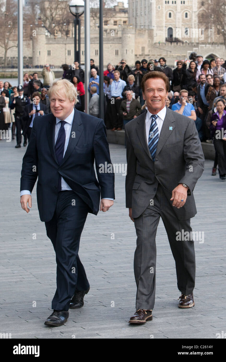 Mayor Boris Johnson and Hollywood Star and former California Governor Arnold Schwarzenegger Stock Photo