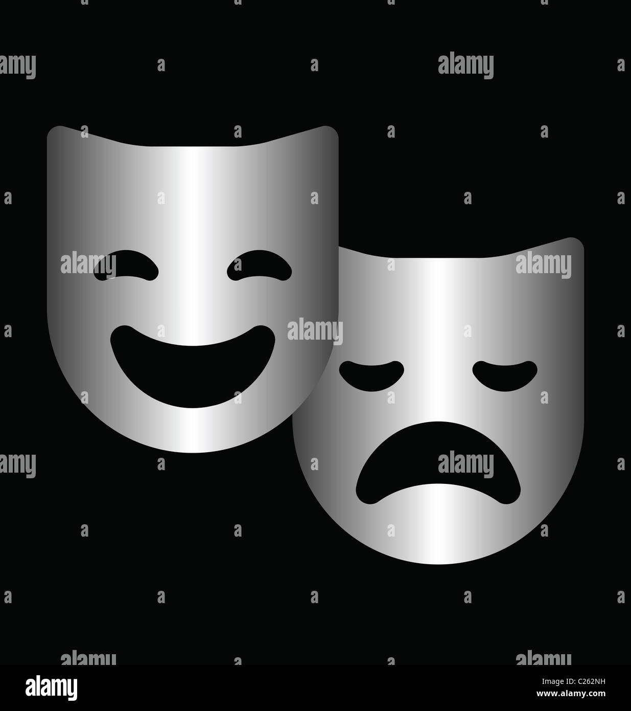 Monochrome theatre masks isolated on a black background Stock Photo Alamy