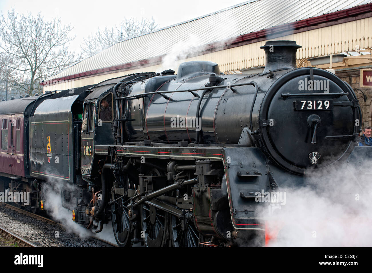 Standard Class 5 steam at Ramsbottom Station in Lancashire