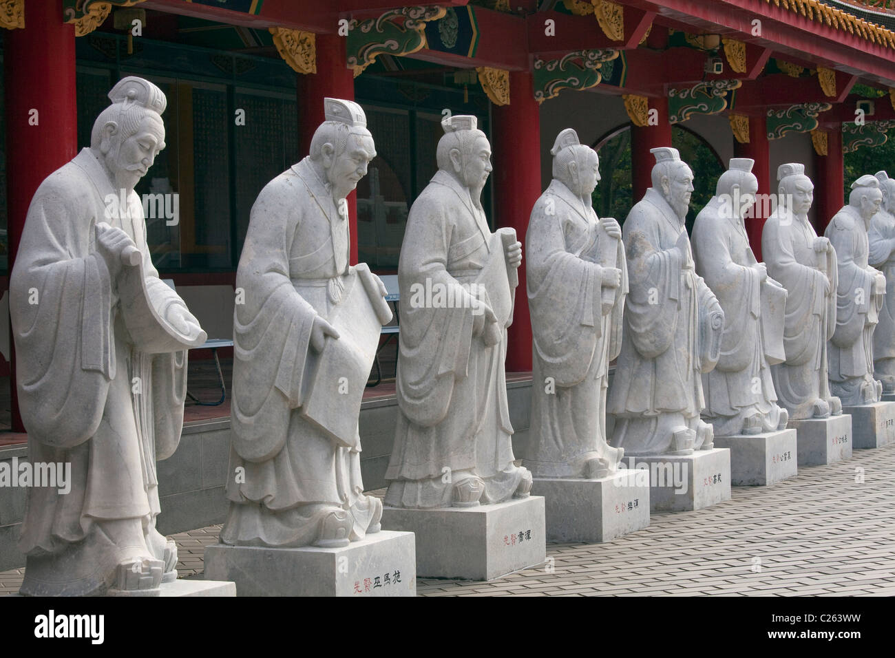 Marble statues chinese philosophers koshi byo hires stock photography