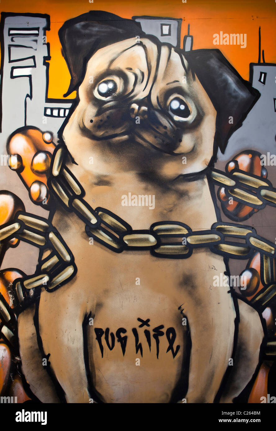 Street art of chained dog, Adelaide, South Australia Stock Photo