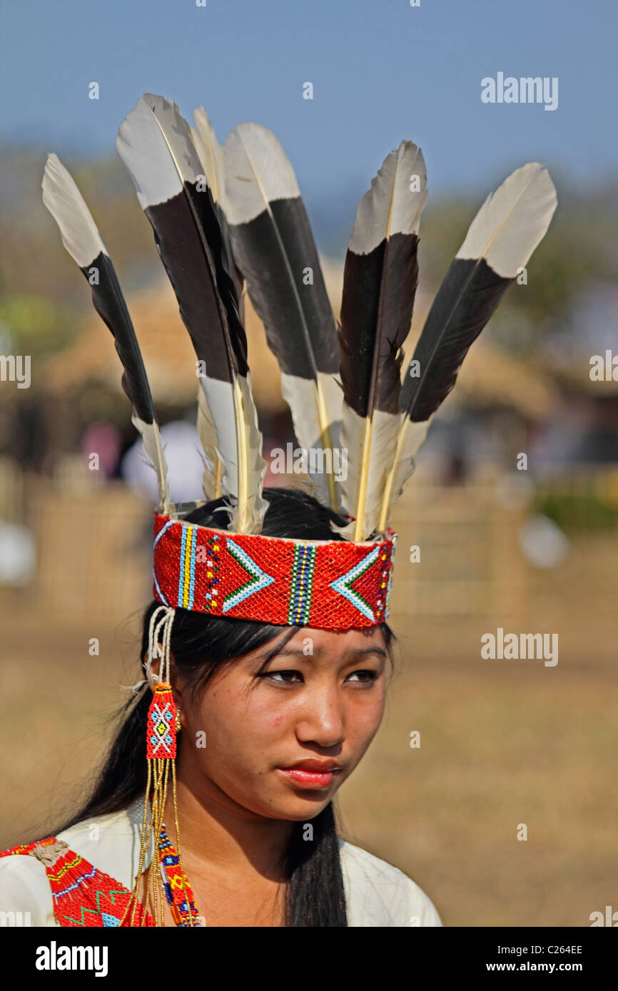 Wancho Woman, Tribe at Namdapha Eco Cultural Festival, Miao, Arunachal Pradesh, India Stock Photo
