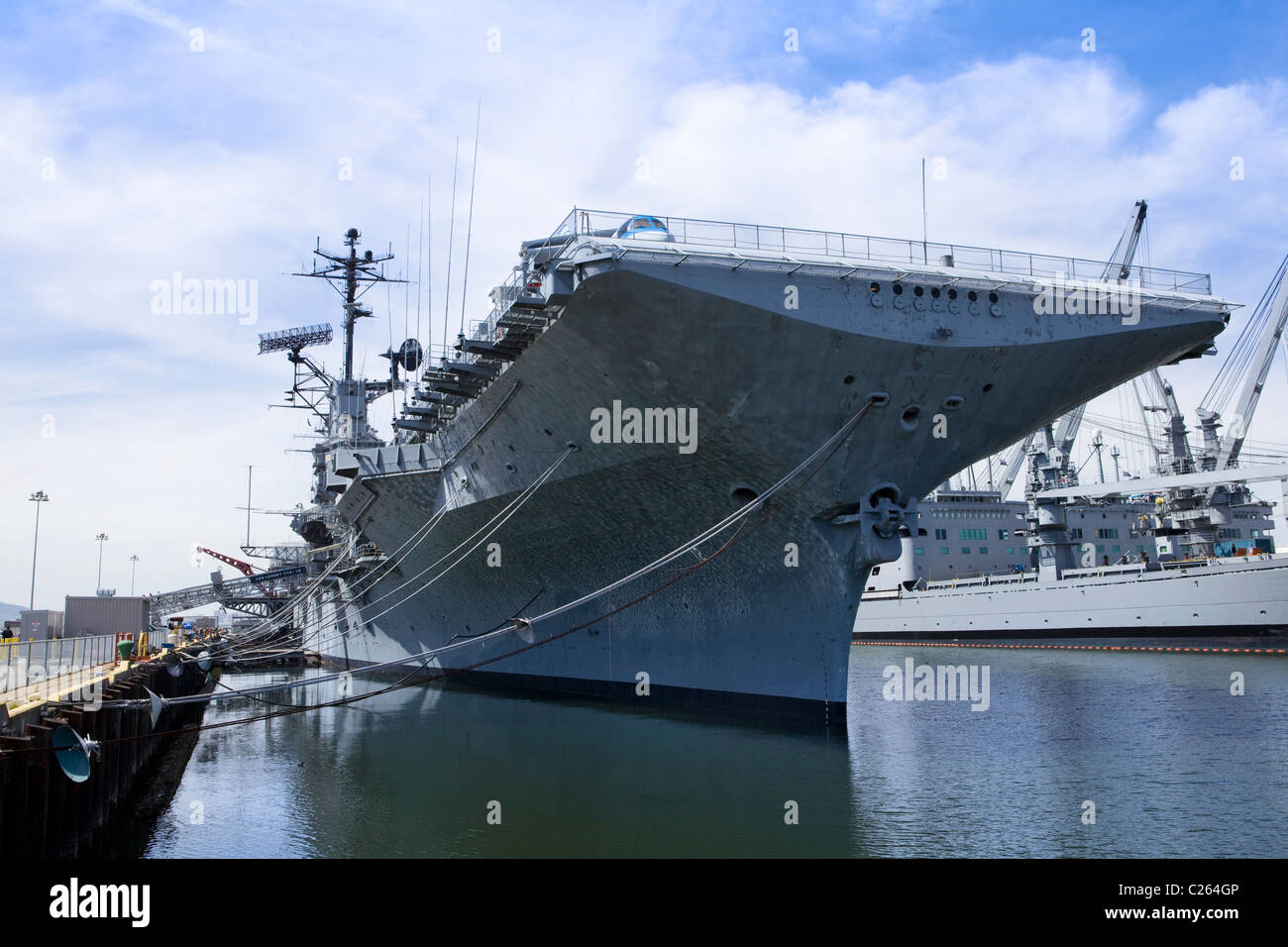 USS Hornet, US Navy Essex-class aircraft carrier - Alameda, California USA Stock Photo