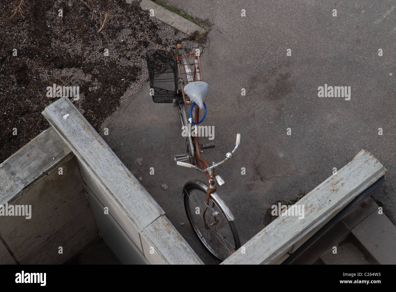 Old ladies bike, seen from above Stock Photo Alamy