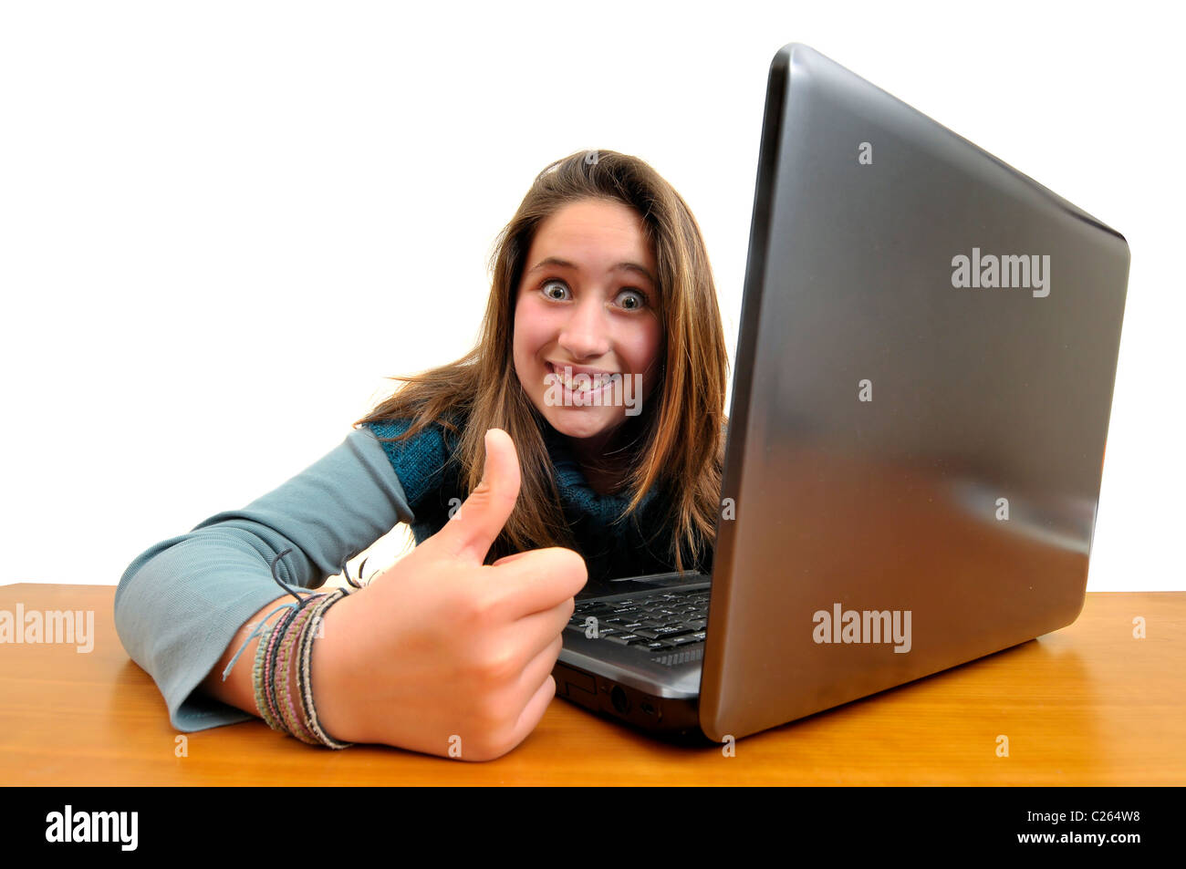 Young girl with a laptop computer Stock Photo - Alamy
