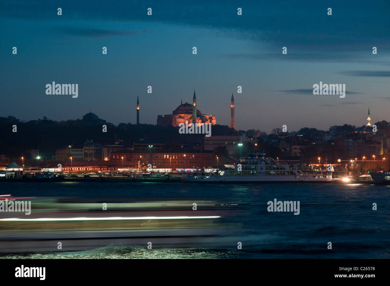 Hagia Sophia in Istanbul, Turkey at night Stock Photo - Alamy
