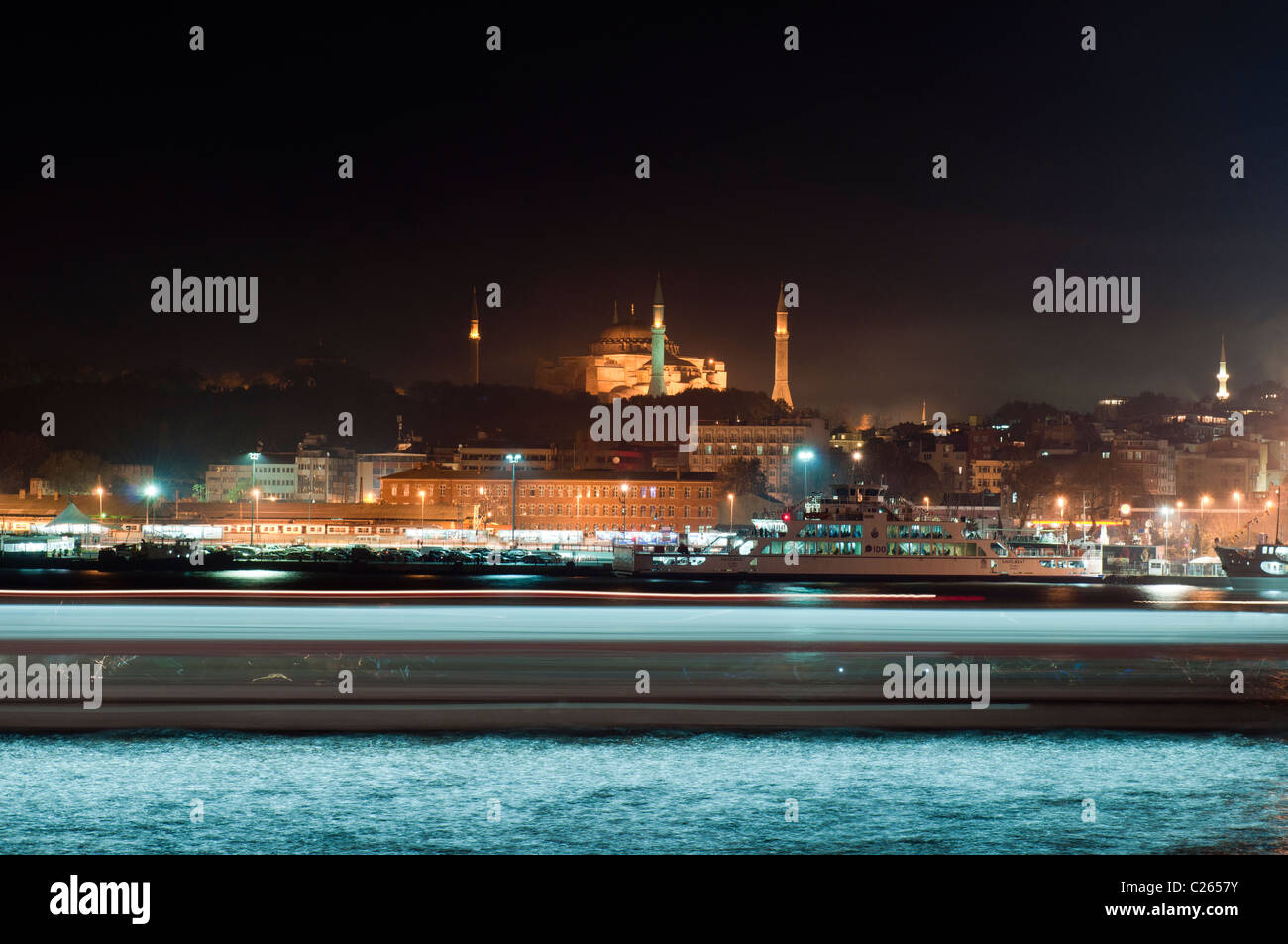 Hagia Sophia in Istanbul, Turkey at night Stock Photo