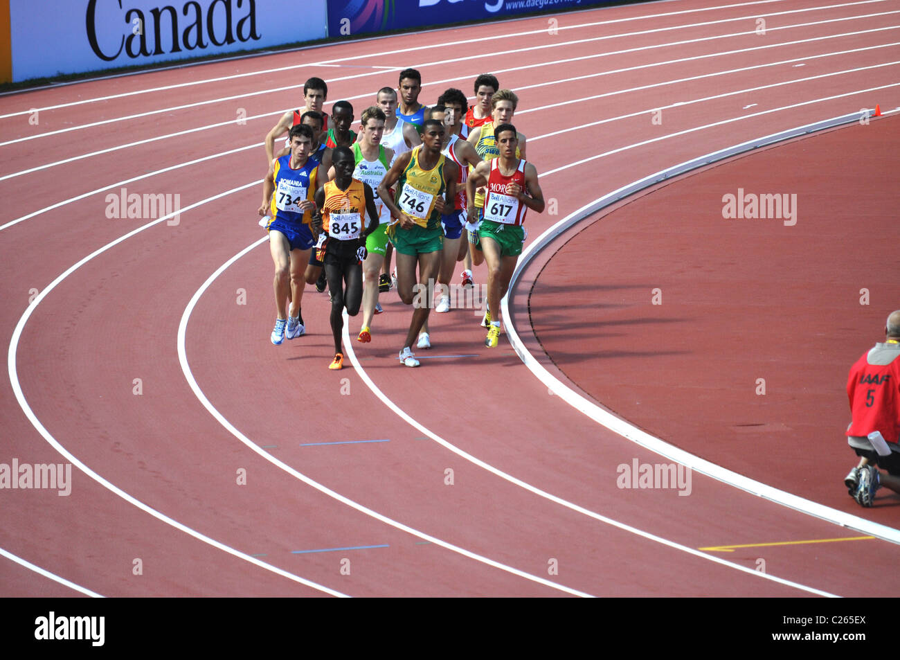 World  Junior Championships in Athletics Moncton Canada 2010 1500m. Pack of runners. Stock Photo