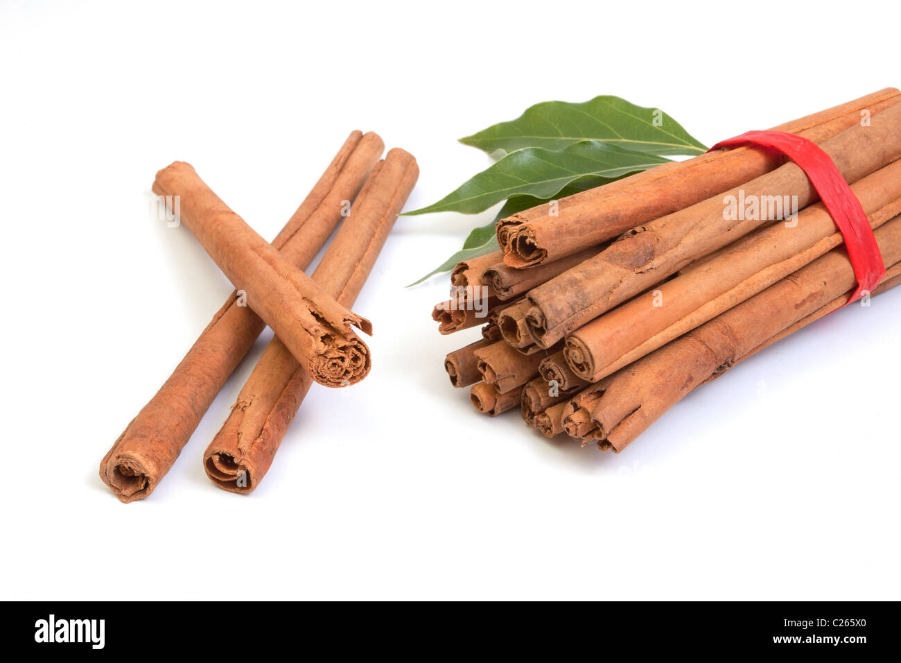 Sticks of cinnamon on white backround Stock Photo