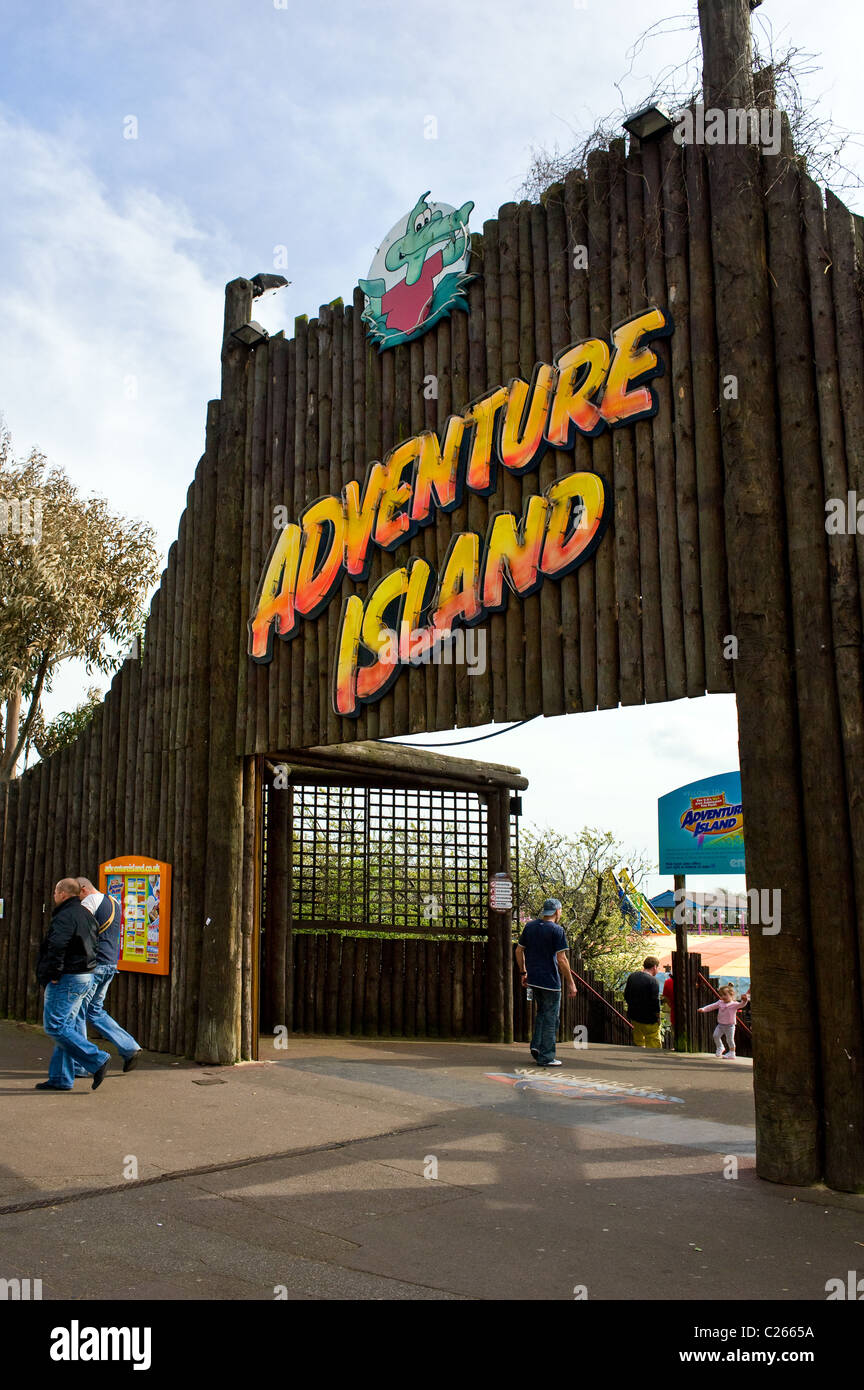 The entrance to Adventure Island at Southend on Sea. Stock Photo