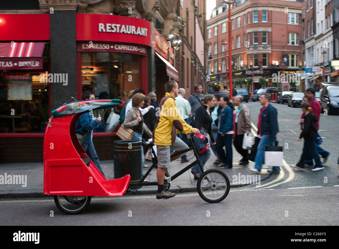 Rickshaw, Tottenham Court Road London, England Stock Photo