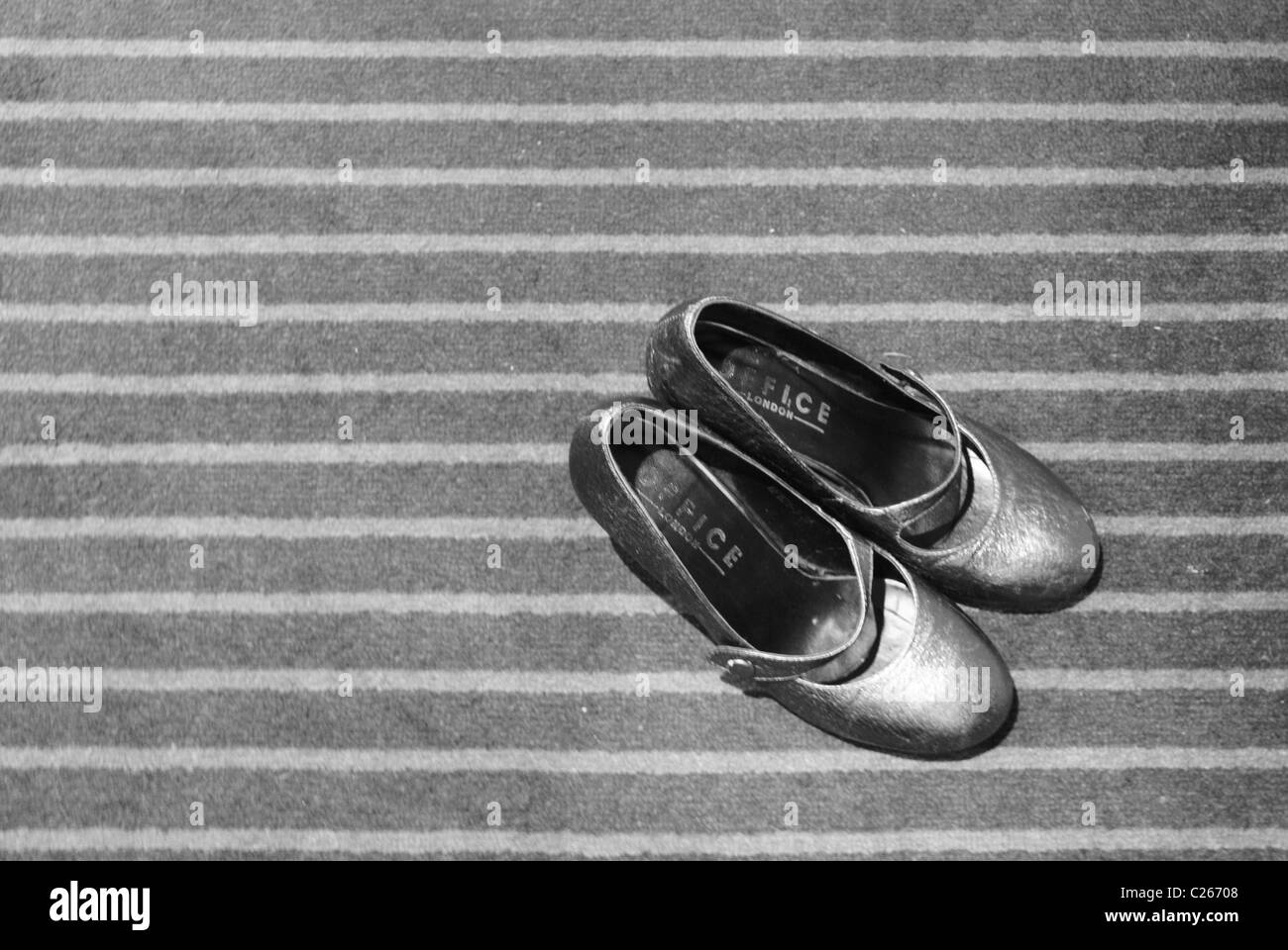 black white striped shoes