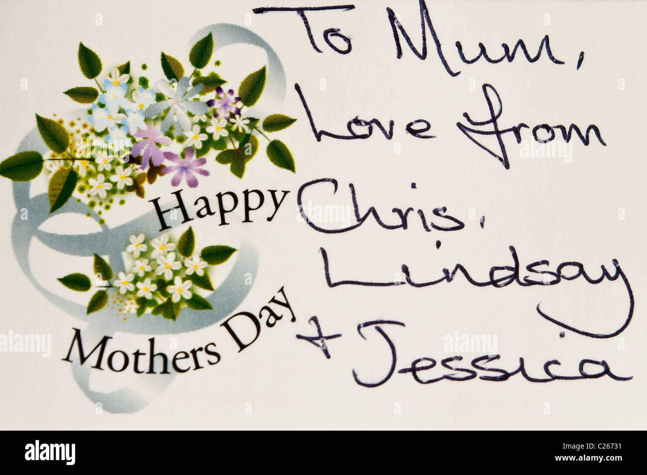 Hand Written Mothers Day Card Stock Photo