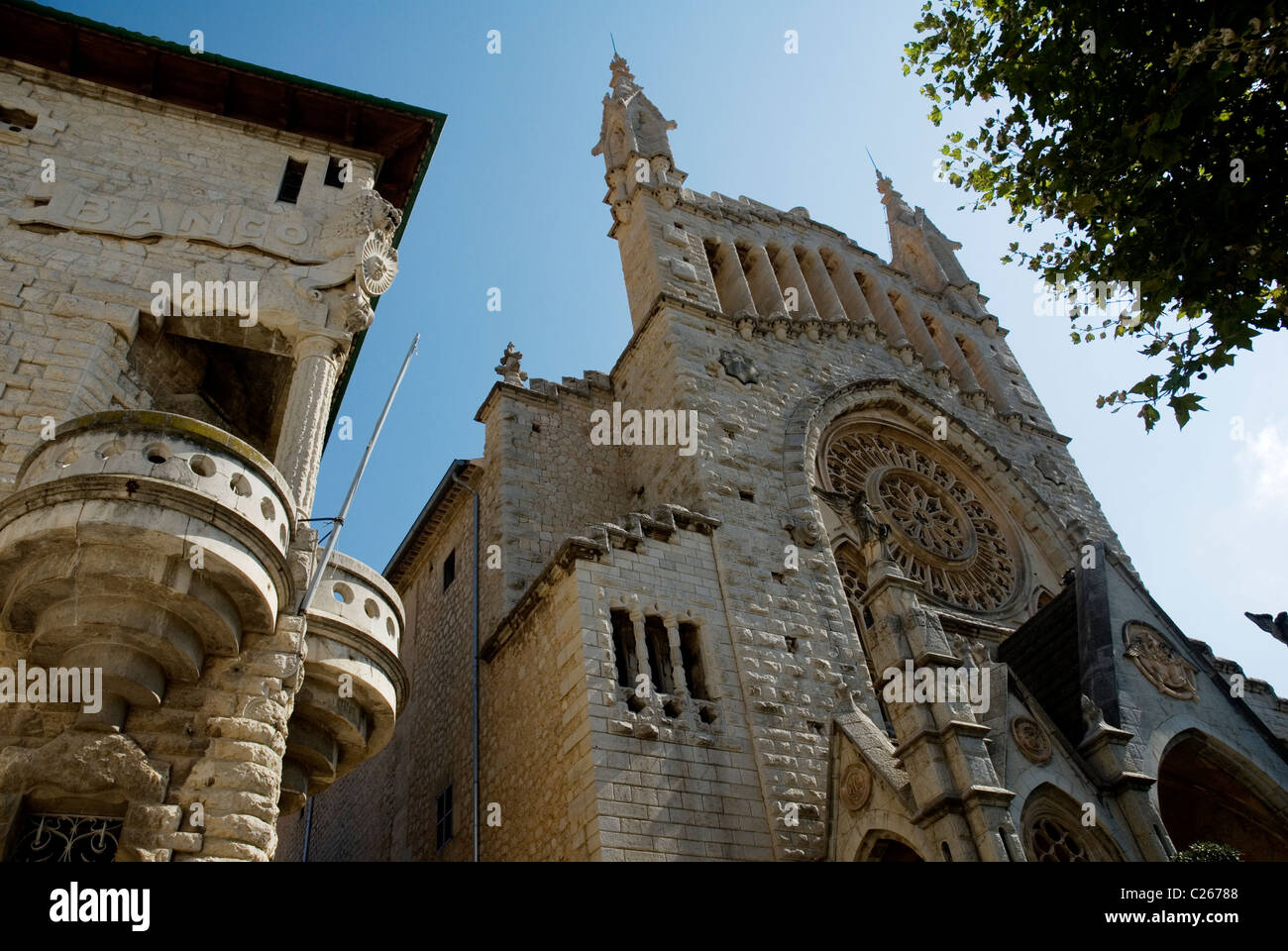 Church of Sant Bartomeu. Sóller, Majorca, Balearic Islands. Spain Stock Photo