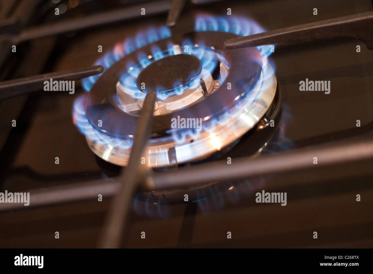 Range cooker gas rings Stock Photo Alamy