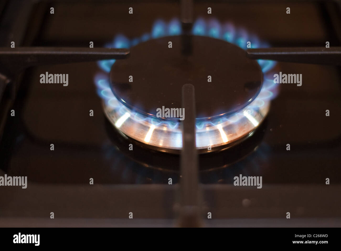 Range cooker gas rings Stock Photo Alamy