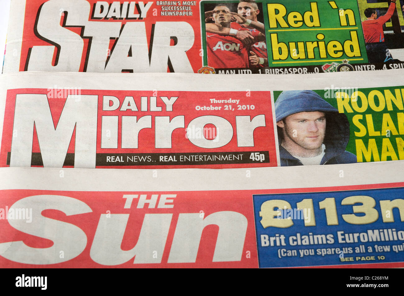 Selection of British tabloid newspapers Stock Photo
