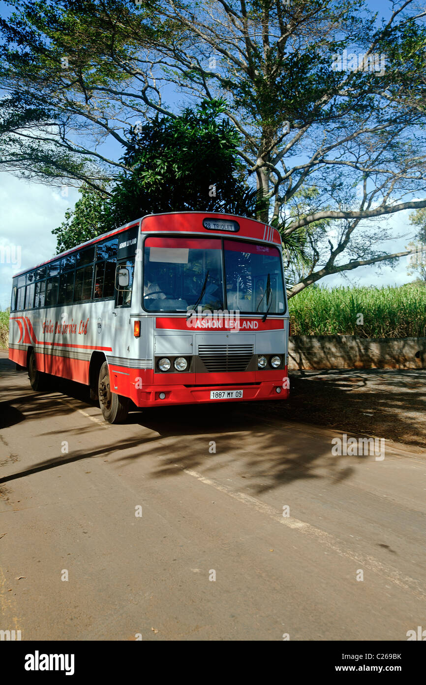 Local bus service to Triolet - photo taken in Solitude, Mauritius. Stock Photo