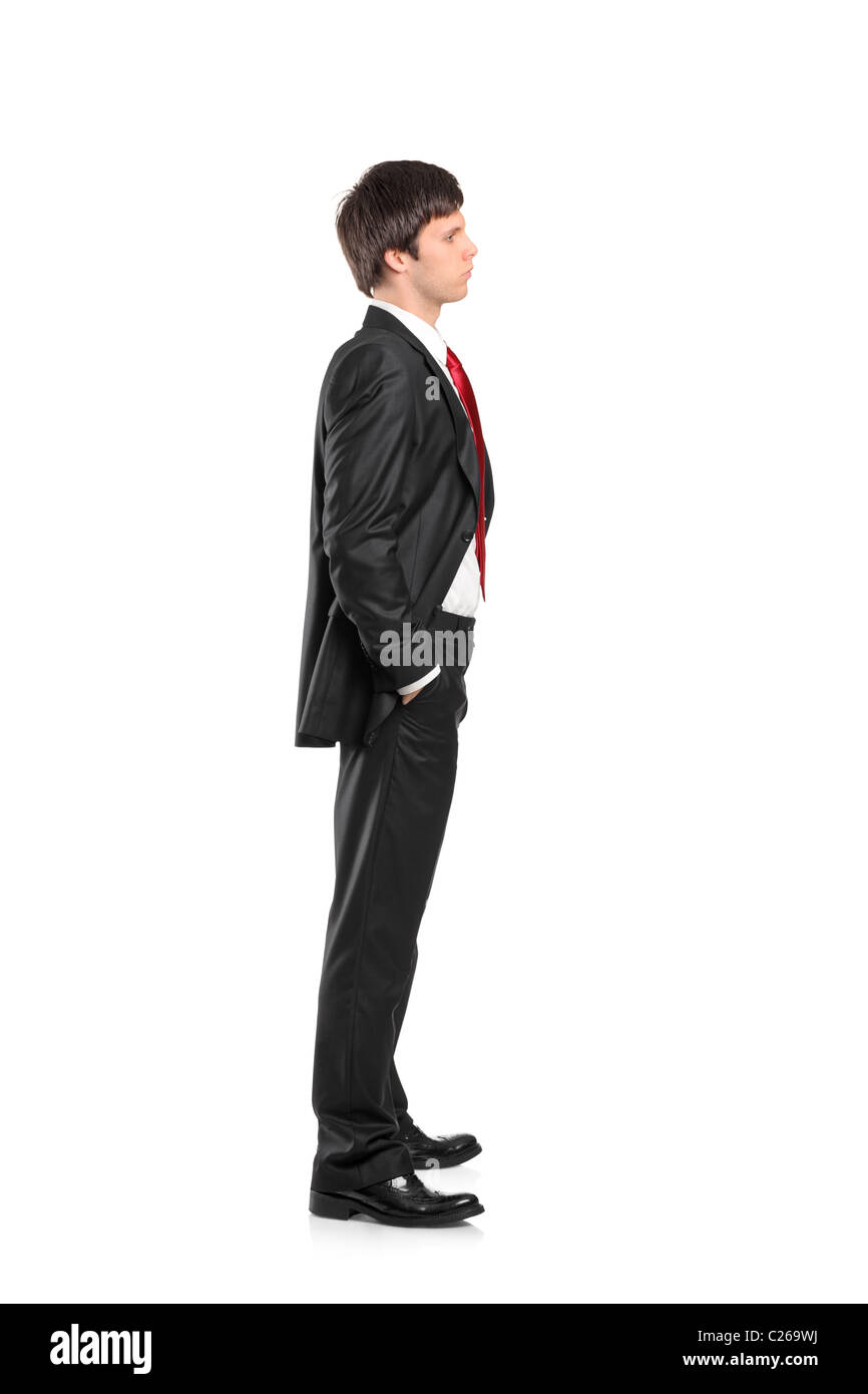 Full length portrait of a businessman waiting in line Stock Photo