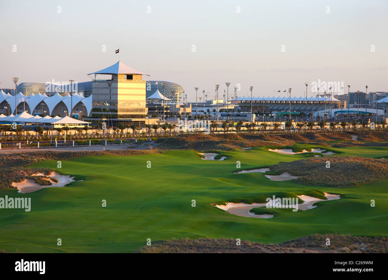 YasLinks golf course on Yas island, opposite of Abu Dhabi Fromula One