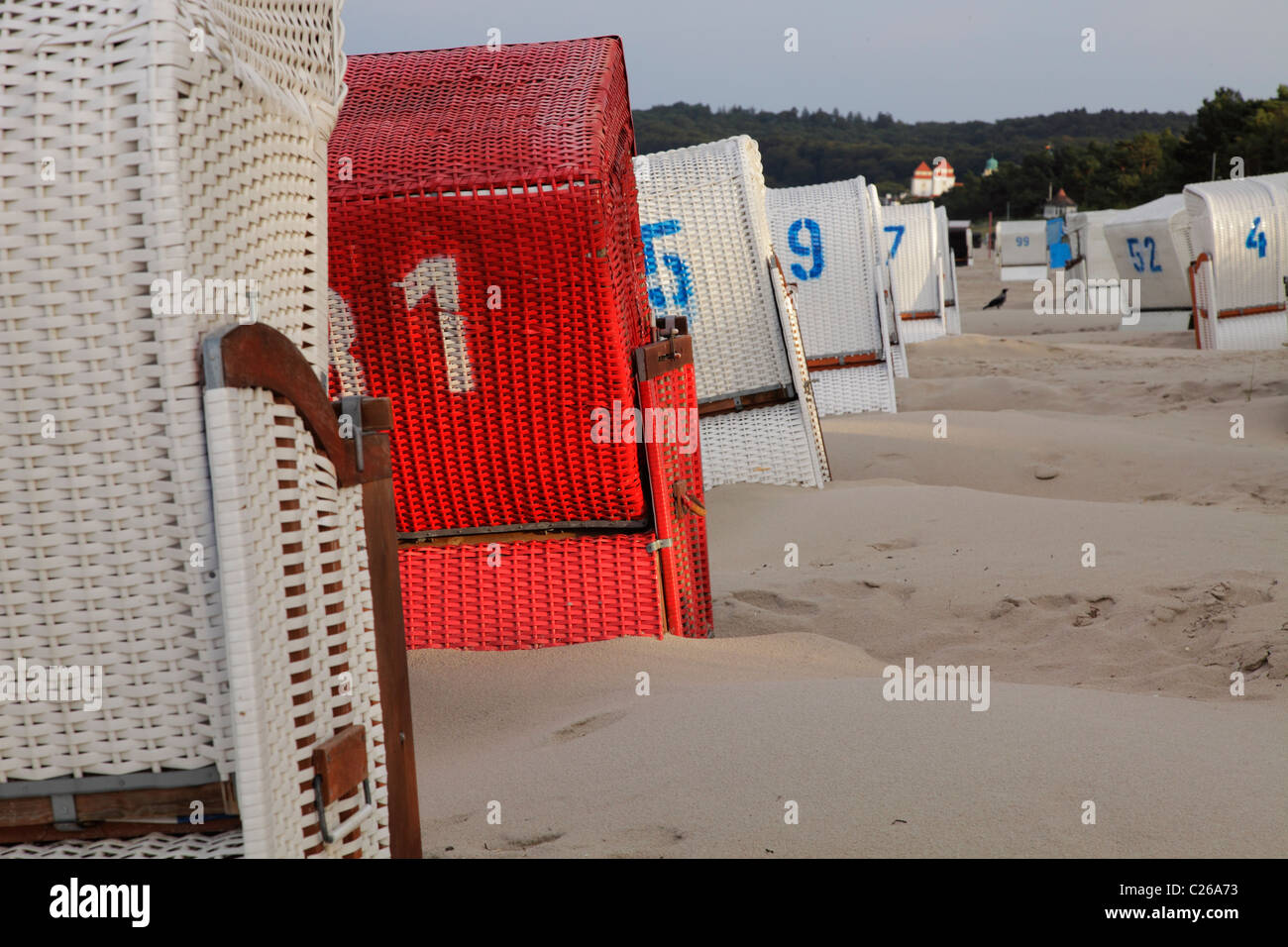 beach chairs at the Baltic Sea resort Binz Stock Photo
