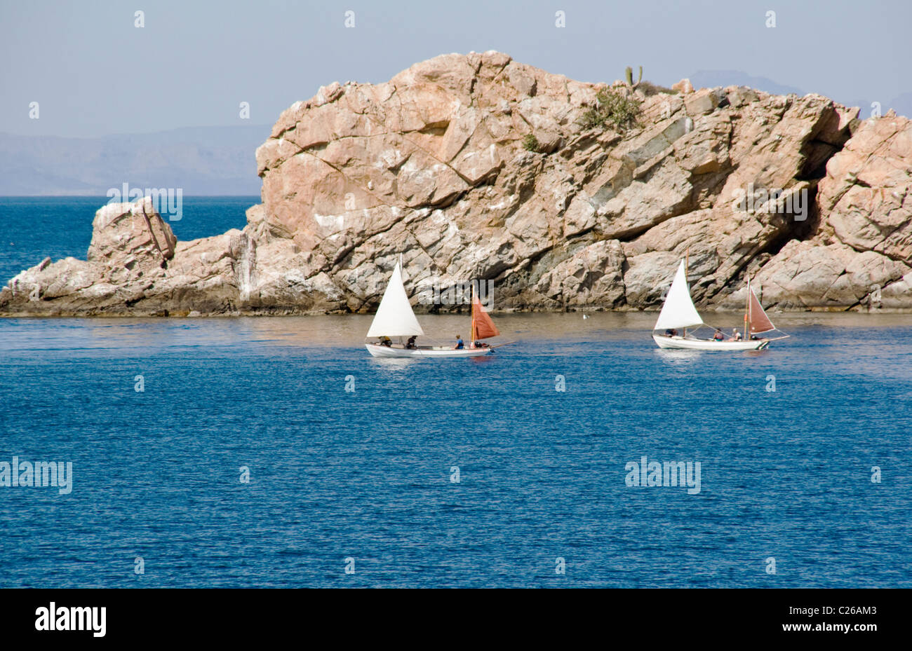 Sailboats, Sea of Cortez (Gulf of California), Baja California, Mexico. Stock Photo