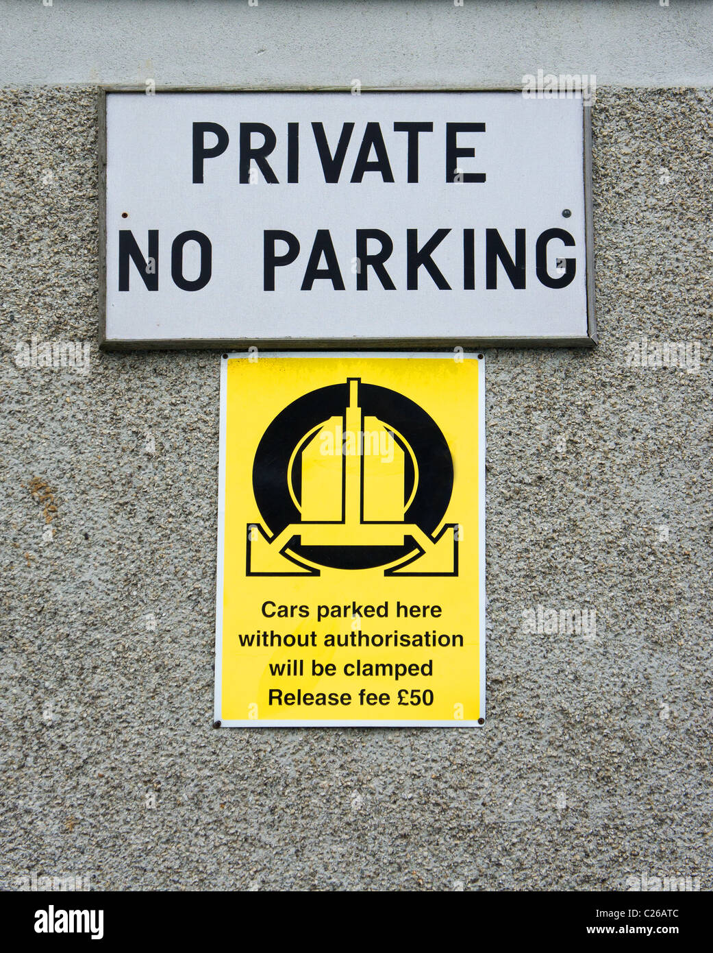 A private no parking sign, UK Stock Photo Alamy