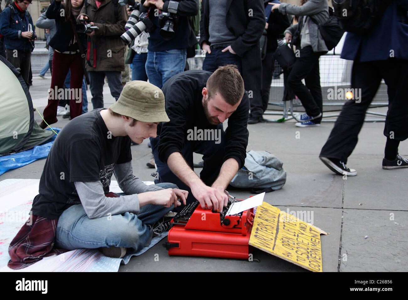 Protesters occupy Trafalgar Square in London for 24 hours Stock Photo