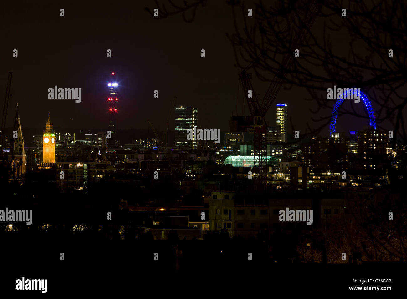 London skyline night bt tower hi-res stock photography and images - Alamy