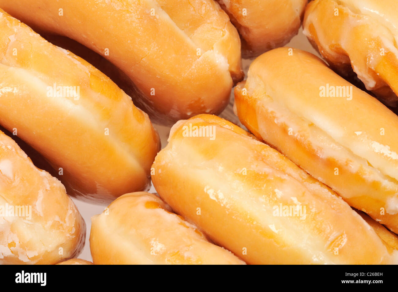Glazed doughnuts detail Stock Photo