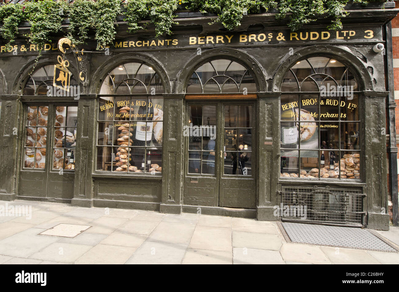 Shop front exterior Berry Brothers and Rudd Wine merchants St James's