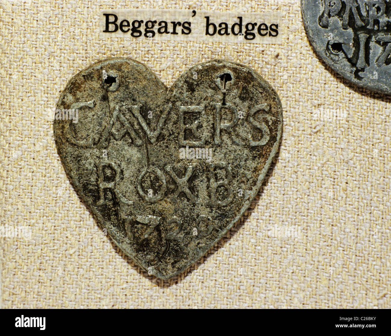 Beggar's Badge, Kelso Museum, Scotland beggar beggars badges UK Scottish Stock Photo