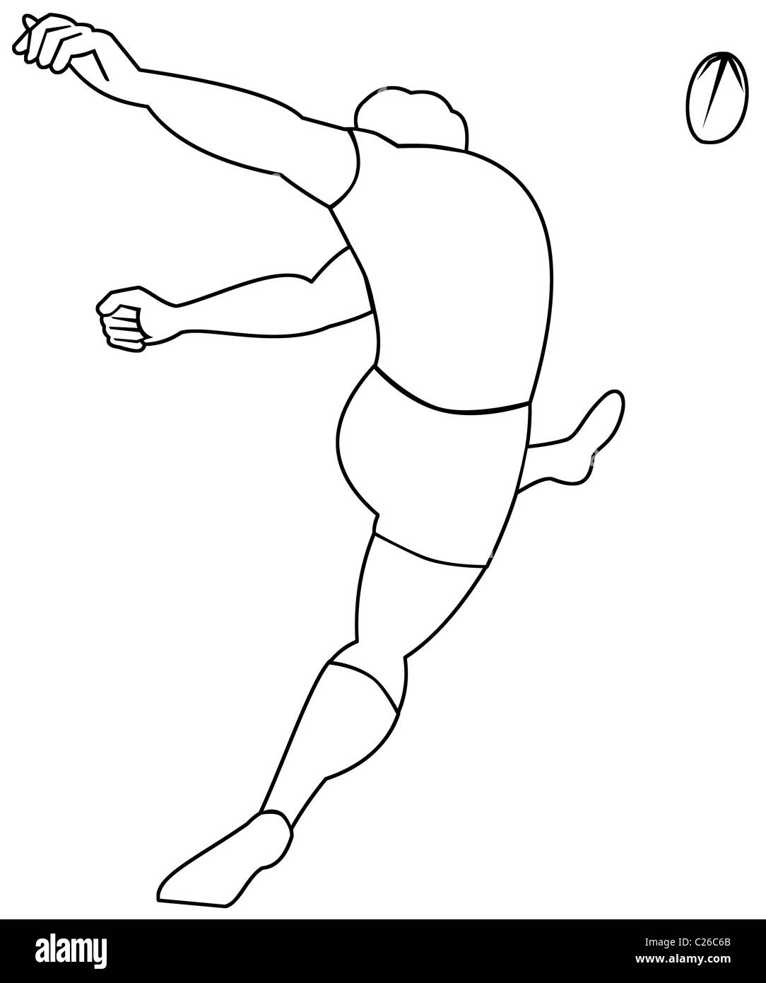 illustration of a rugby player kicking the ball with isolated white background Stock Photo