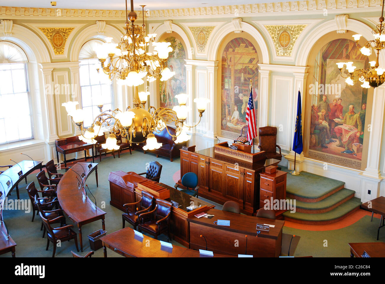 The Senate Chamber of the New Hampshire State House. Stock Photo