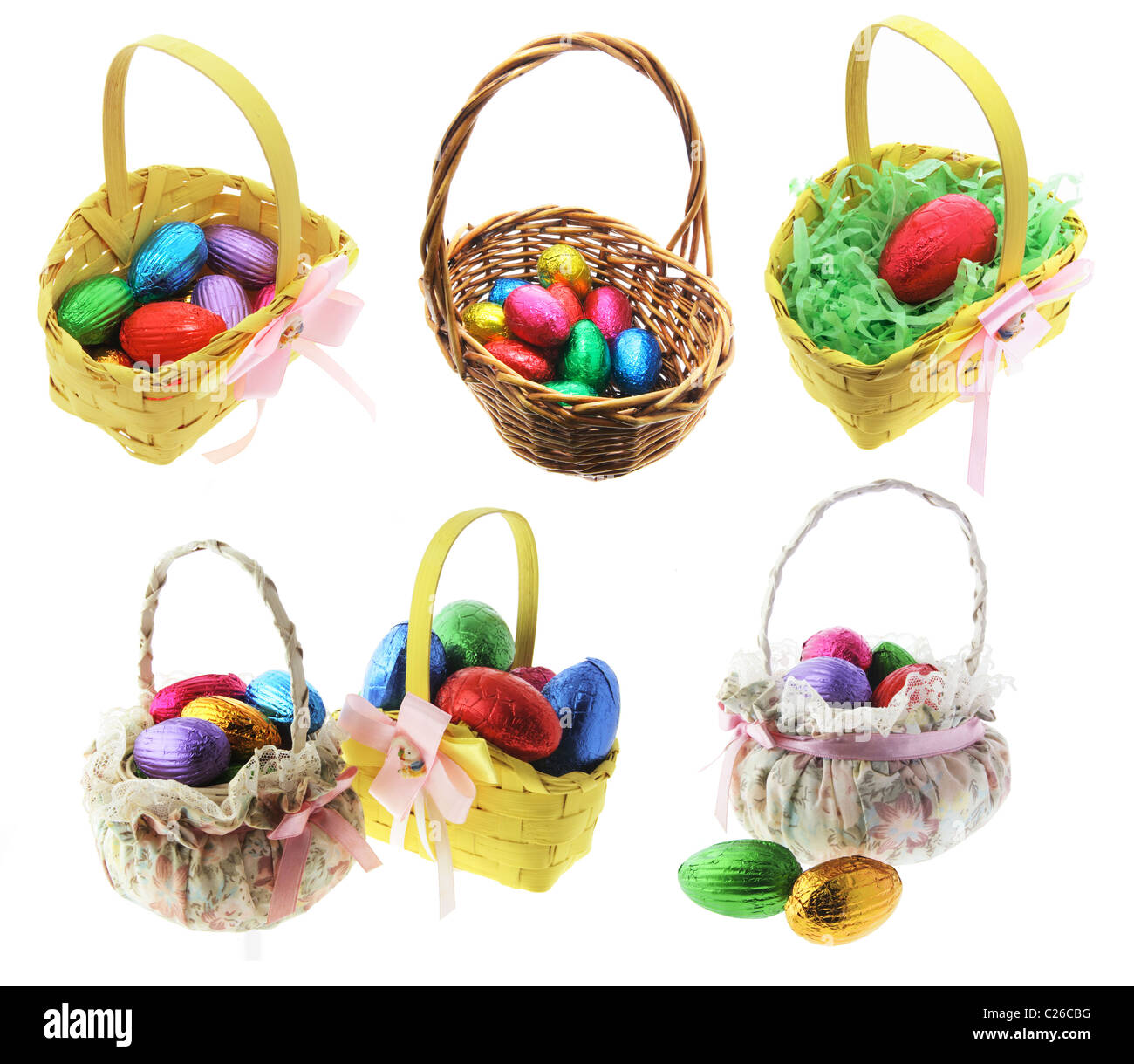 Easter Eggs in Baskets Stock Photo Alamy
