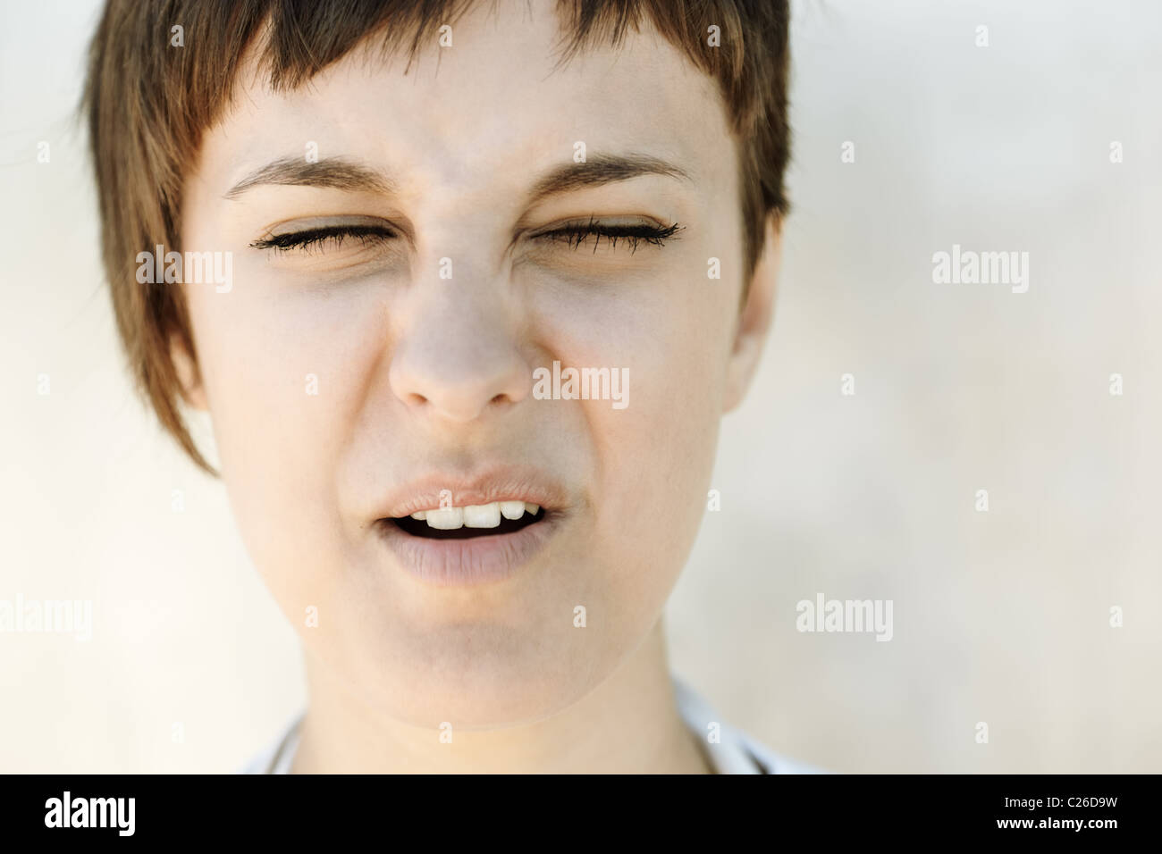 young woman making face Stock Photo