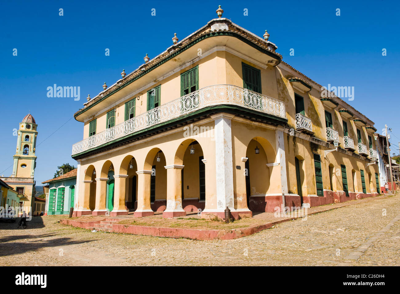 Museo romantico and Tower of the Convento de San Francisco de Asis, Trinidad, Sancti Spiritus Province, Cuba Stock Photo
