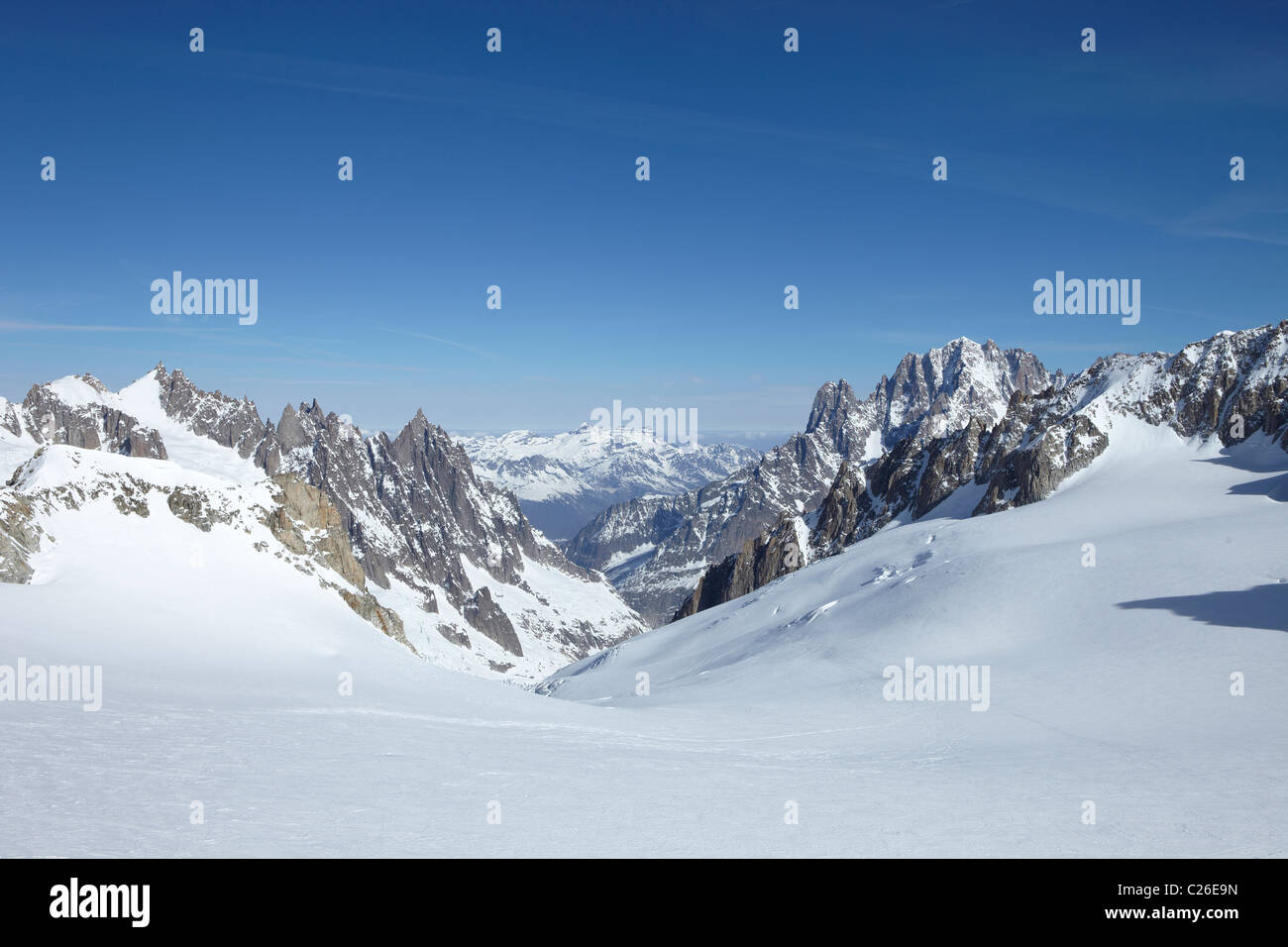 Images of Mont Blanc mountain range, Courmayeur, Italy. Stock Photo