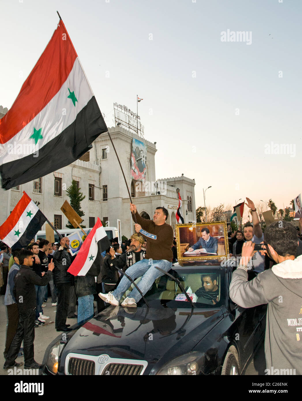 Syria Pro Demonstration 2011 President Bashar Al Assad Hama Stock Photo