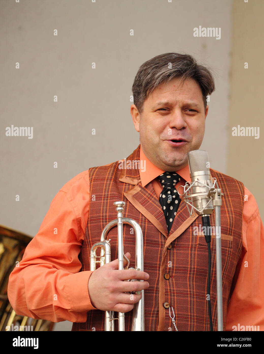 Musician From The Old Time Band Funny Fellows With The Jazz Trumpet Musician From The Old Time Band Funny Fellows With The Jazz Trumpet